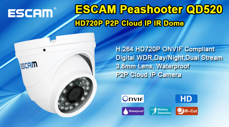 Escam QD520 Peashooter HD720P P2P IR IP Security Camera 10